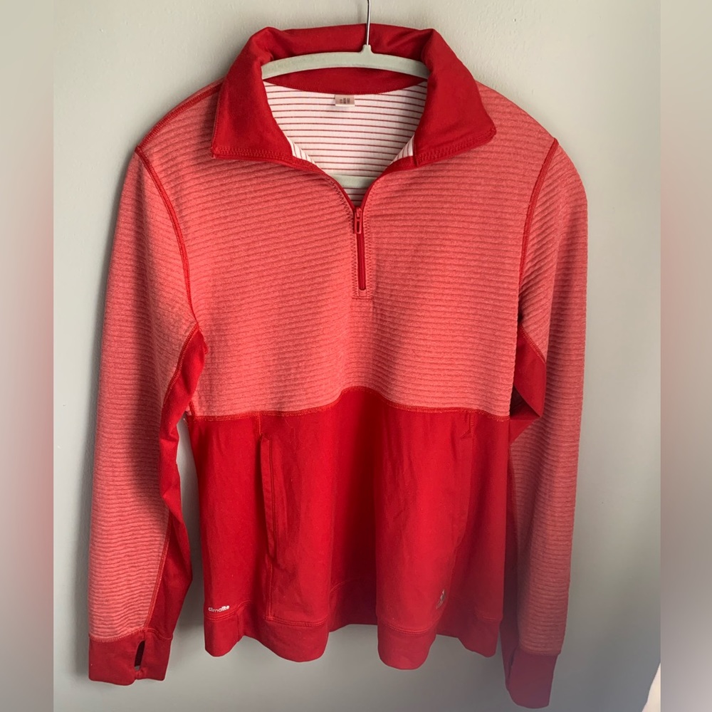 Women’s Adidas Red Climalite 1/4 Zip Pullover Activewear Size Large